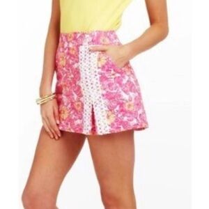 Lilly Pulitzer Jarvey Skort 100% Cotton in Pink Chum Bucket Size 10